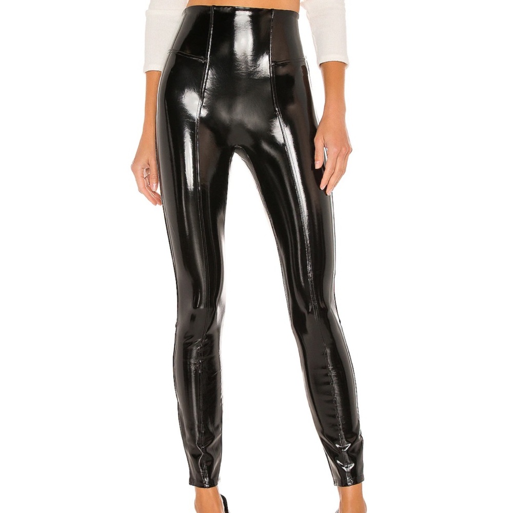 SPANX Faux Patent Leather Leggings Black Size Extra Small